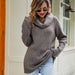 Color-Women Top Autumn Winter Casual Loose Sweater All Match Solid Color Polo Collar Pullover Sweater-Fancey Boutique