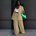 Color-Spring Autumn Solid Color Long Suit Women Top Slim Fit Wide Legged Pants Suit-Fancey Boutique