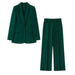 Color-Autumn Winter Women Long Sleeve Tuxedo Collar Blazer Trousers Set-Fancey Boutique