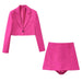 Color-Autumn Women Clothing Casual Short Small Blazer Culottes Set-Fancey Boutique