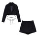 Color-Bowknot Decoration Short Blazer Suit Set Mid Length Pantskirt-Fancey Boutique