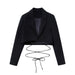 Color-Bowknot Decoration Short Blazer Suit Set Mid Length Pantskirt-Fancey Boutique