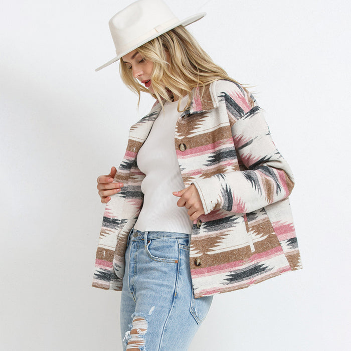 Color-Autumn Winter Popular Women Woolen Jacket Aztec Coat-Fancey Boutique