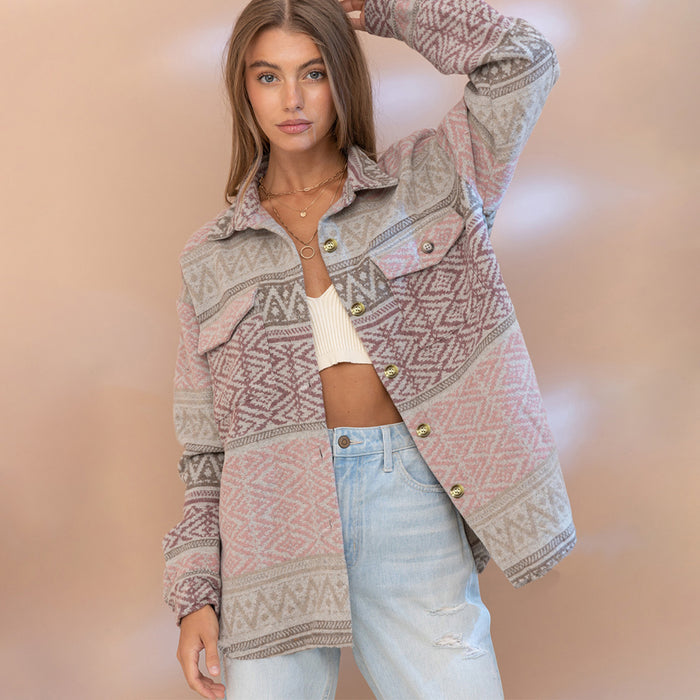 Color-Aztec Woolen Coat Aztec Vintage Jacket-Fancey Boutique