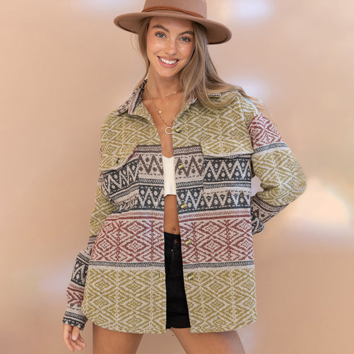 Color-Aztec Woolen Coat Aztec Vintage Jacket-Fancey Boutique