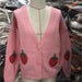 Color-Pink-Autumn Two-Color Cute Strawberry Sweater Cardigan V neck Single Breasted Coat-Fancey Boutique
