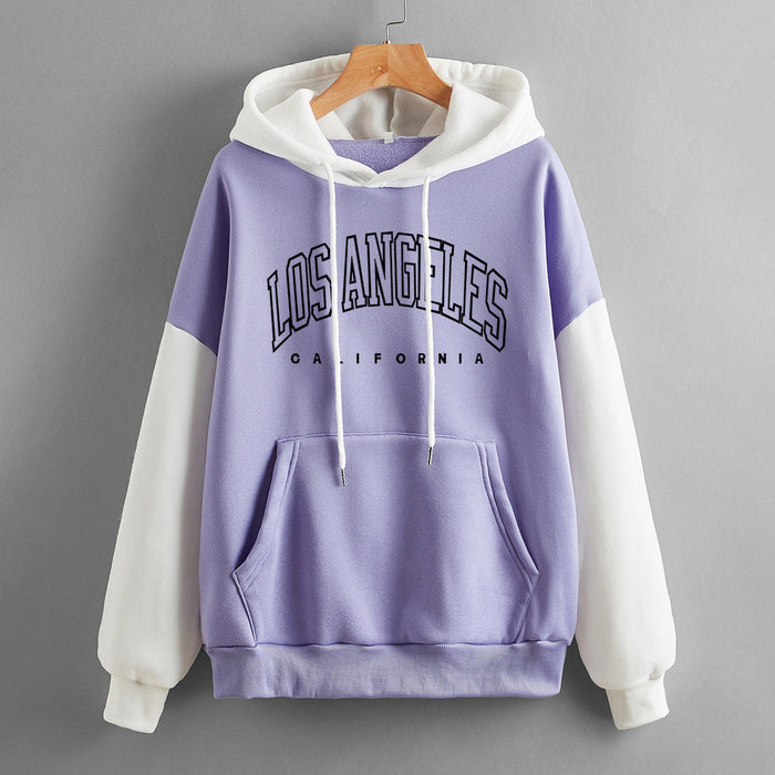 Color-Purple-Autumn Fleece Lined Fresh Sweet Women Pullover Trendy Korean Letter Graphic Print-Fancey Boutique