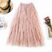 Color-Pink-Heavy Craft Wave Irregular Asymmetric Layering tiered Mesh Bubble Skirt High Waist Fairy Skirt-Fancey Boutique