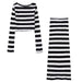 Color-Autumn Winter Women Clothing Striped Pullover Sweater Set-Fancey Boutique