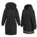 Color-Black-Parka Cotton Padded Coat Winter Mid Length Thermal Zipper Coat Fur Collar Clip Velvet Coat Two Piece Set-Fancey Boutique