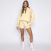 Color-Autumn Winter Solid Color Stand Collar Zipper Pullover Long Sleeve Sweater Women Shorts Set-Fancey Boutique