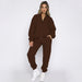 Color-Autumn Winter Solid Color Stand Collar Zipper Pullover Long Sleeve Sweater Two Piece Set Smart Trousers Suit-Fancey Boutique