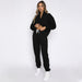 Color-Autumn Winter Solid Color Stand Collar Zipper Pullover Long Sleeve Sweater Two Piece Set Smart Trousers Suit-Fancey Boutique