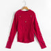 Color-Red-Autumn Winter Fashionable Hand Crocheted Floral Crew Neck Pullover Sweater-Fancey Boutique