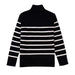Color-Winter Bloggers Same Contrast Color Striped Zipper Collared Knitwear Sweater-Fancey Boutique