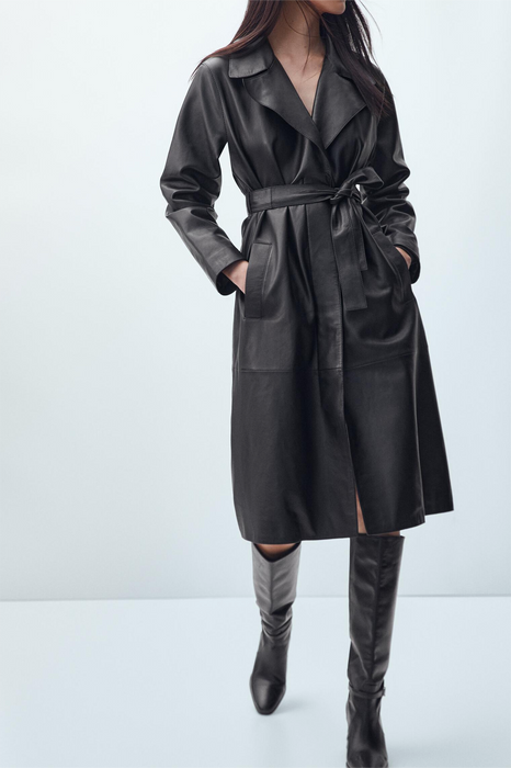 Color-Autumn Women Clothing Street Casual Long Leather Wind Coat Women-Fancey Boutique