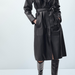 Color-Autumn Women Clothing Street Casual Long Leather Wind Coat Women-Fancey Boutique