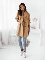 Color-Khaki-Popular Autumn Winter Long Sleeve Set Collar Double Breasted Woolen Coat Women-Fancey Boutique