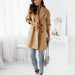 Color-Khaki-Popular Autumn Winter Long Sleeve Set Collar Double Breasted Woolen Coat Women-Fancey Boutique