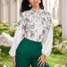 Color-Women Spring Fall Elegant Lantern Sleeve Shirts-Fancey Boutique