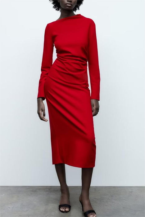 Color-Classic Red Dress Lady Sheath Dress Women-Fancey Boutique