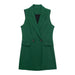 Color-Green-Spring Autumn Women Clothing Double Breasted Waist Slimming Blazer Vests-Fancey Boutique