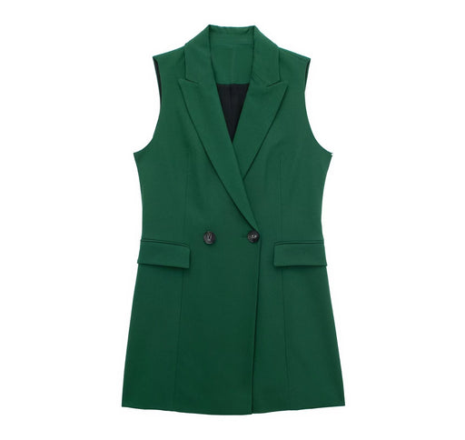 Color-Spring Autumn Women Clothing Double Breasted Waist Slimming Blazer Vests-Fancey Boutique