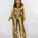 Color-Autumn Winter V neck Sexy Slim Fit Nightclub Long Sleeve Wide Leg Jumpsuit-Fancey Boutique