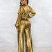 Color-Autumn Winter V neck Sexy Slim Fit Nightclub Long Sleeve Wide Leg Jumpsuit-Fancey Boutique