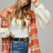 Color-Popular Contrast Color Check Jacket Autumn Winter Thickening Plaid Stitching Lamb Wool Coat-Fancey Boutique