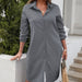 Color-Fall Women Solid Color Casual Long Sleeve Shirt Dress-Fancey Boutique