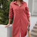 Color-Fall Women Solid Color Casual Long Sleeve Shirt Dress-Fancey Boutique