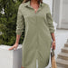 Color-Fall Women Solid Color Casual Long Sleeve Shirt Dress-Fancey Boutique