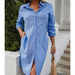 Color-Fall Women Solid Color Casual Long Sleeve Shirt Dress-Fancey Boutique