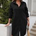 Color-Fall Women Solid Color Casual Long Sleeve Shirt Dress-Fancey Boutique