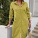 Color-Yellow-Fall Women Solid Color Casual Long Sleeve Shirt Dress-Fancey Boutique