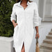 Color-White-Fall Women Solid Color Casual Long Sleeve Shirt Dress-Fancey Boutique