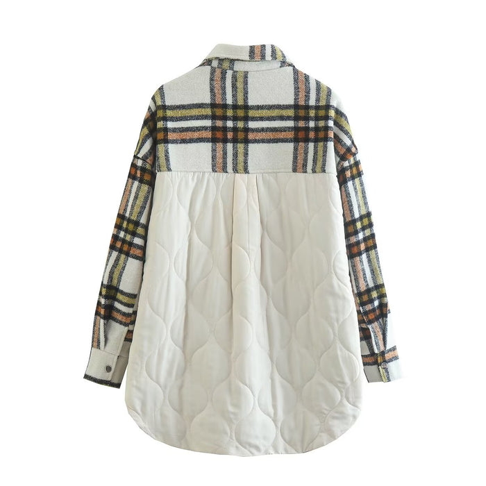 Color-Women Clothing Casual Woolen Plaid Patchwork Jackets-Fancey Boutique