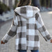 Color-Casual Plush Women Hooded Regular Long Sleeve Loose Plaid Bubble Velvet Buckle Free Coat-Fancey Boutique