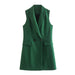 Color-Green-Summer Elegant Collared Sleeveless Belt Green Vest Women-Fancey Boutique