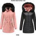 Color-Pink-Women Cotton Padded Coat Double Sided Wear Detachable Fur Collar Detachable Hat Quilted Parka Women-Fancey Boutique