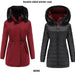 Color-Burgundy-Women Cotton Padded Coat Double Sided Wear Detachable Fur Collar Detachable Hat Quilted Parka Women-Fancey Boutique