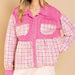 Color-Popular Jacket Autumn Winter Washed Corduroy Stitching Tweed Coat-Fancey Boutique