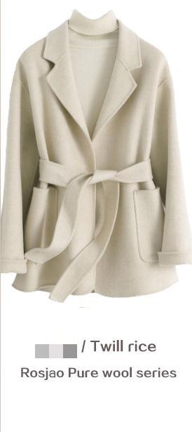 Color-Ivory-Reversible Cashmere Coat Women Short Spring Autumn Pure Handmade Woolen Coat Women-Fancey Boutique