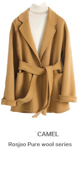 Color-jin tuo Color-Reversible Cashmere Coat Women Short Spring Autumn Pure Handmade Woolen Coat Women-Fancey Boutique