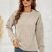 Color-Women Clothing Corduroy Sweater Women Casual round Neck Long Sleeve Top Autumn Winter-Fancey Boutique