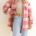 Color-Winter Women Clothing Plaid Large Pocket Coarse Wool Coat-Fancey Boutique