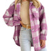 Color-violet-Winter Women Clothing Plaid Large Pocket Coarse Wool Coat-Fancey Boutique