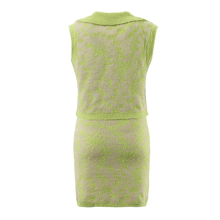 Color-Autumn Knitted Collared Shell Button Vest Jacket Knitted Sheath Dress-Fancey Boutique