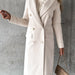 Color-White-Autumn And Winter Simple Long Sleeve Double Row Button Woolen Coat Women-Fancey Boutique